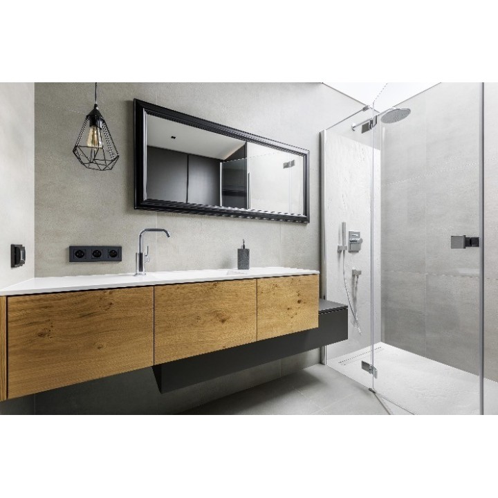 Receveur de douche en résine imitation ardoise avec caniveau