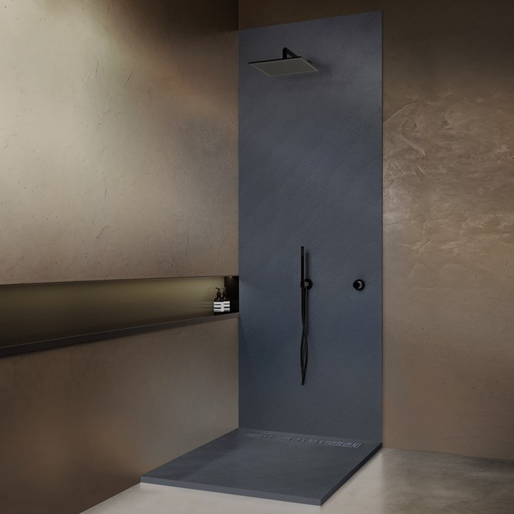 Receveur résine aspect granit grille caniveau
