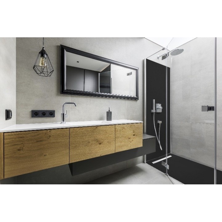 Receveur de douche en résine imitation ardoise avec caniveau