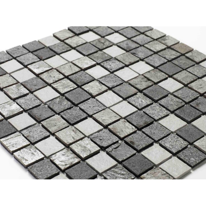 Mosaique en rouleau mixte pierre et résine - 100 x 50 cm - 2,5 x 2,5 cm