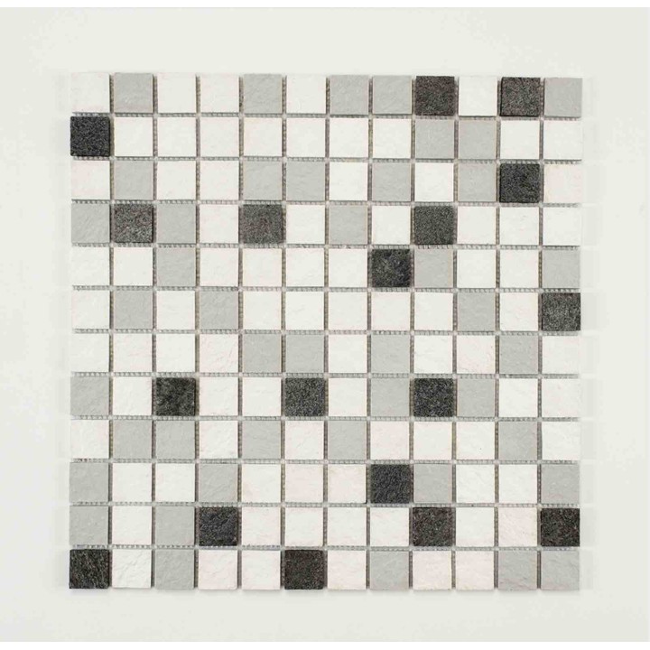 Mosaique en rouleau mixte pierre et résine - 100 x 50 cm - 2,5 x 2,5 cm